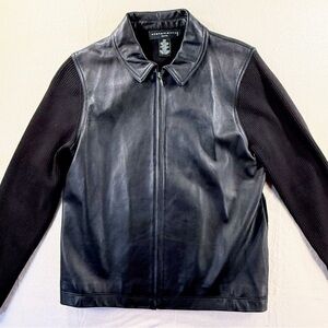Statements Black Leather and Knit Jacket